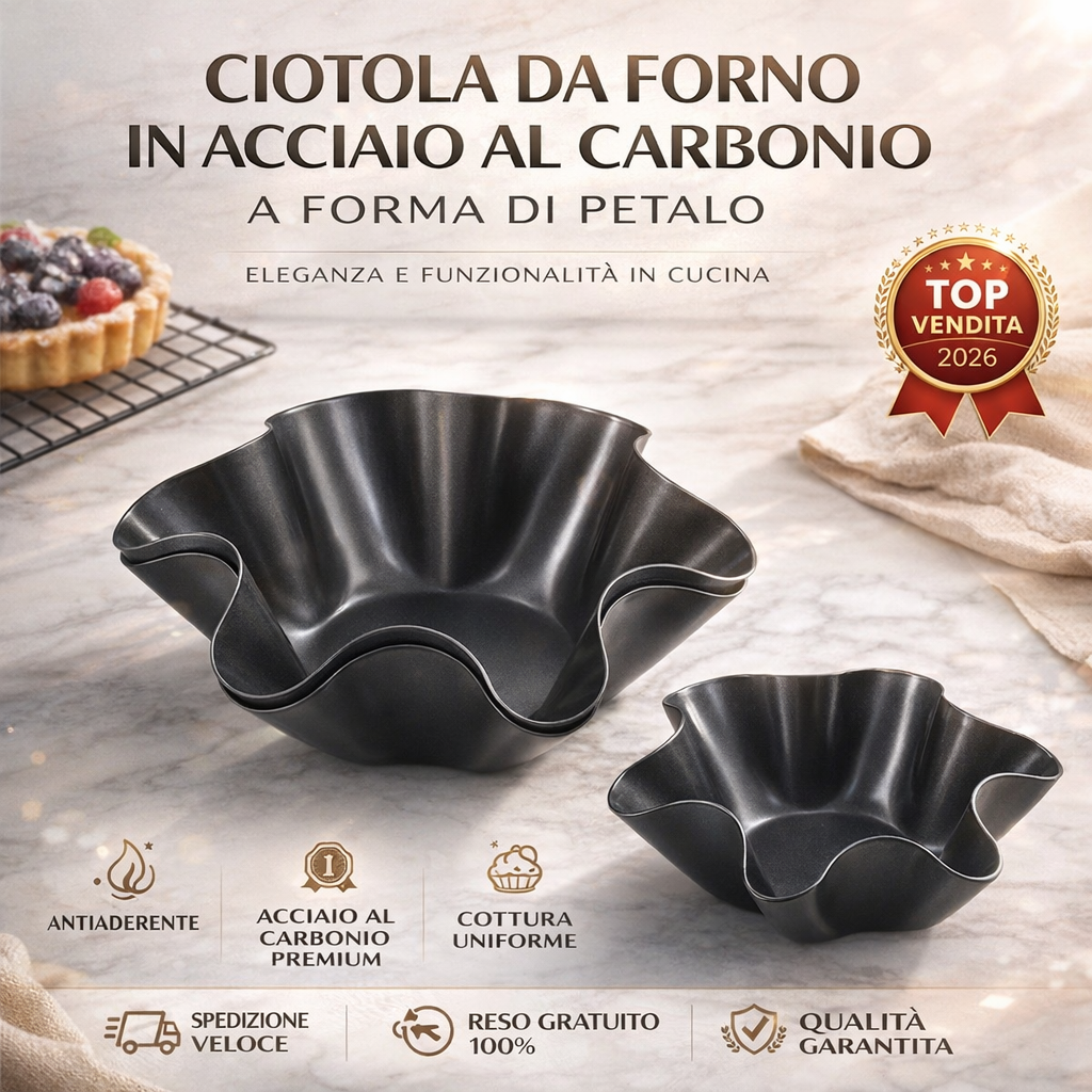 Ciotola da forno in acciaio al carbonio a forma di petalo