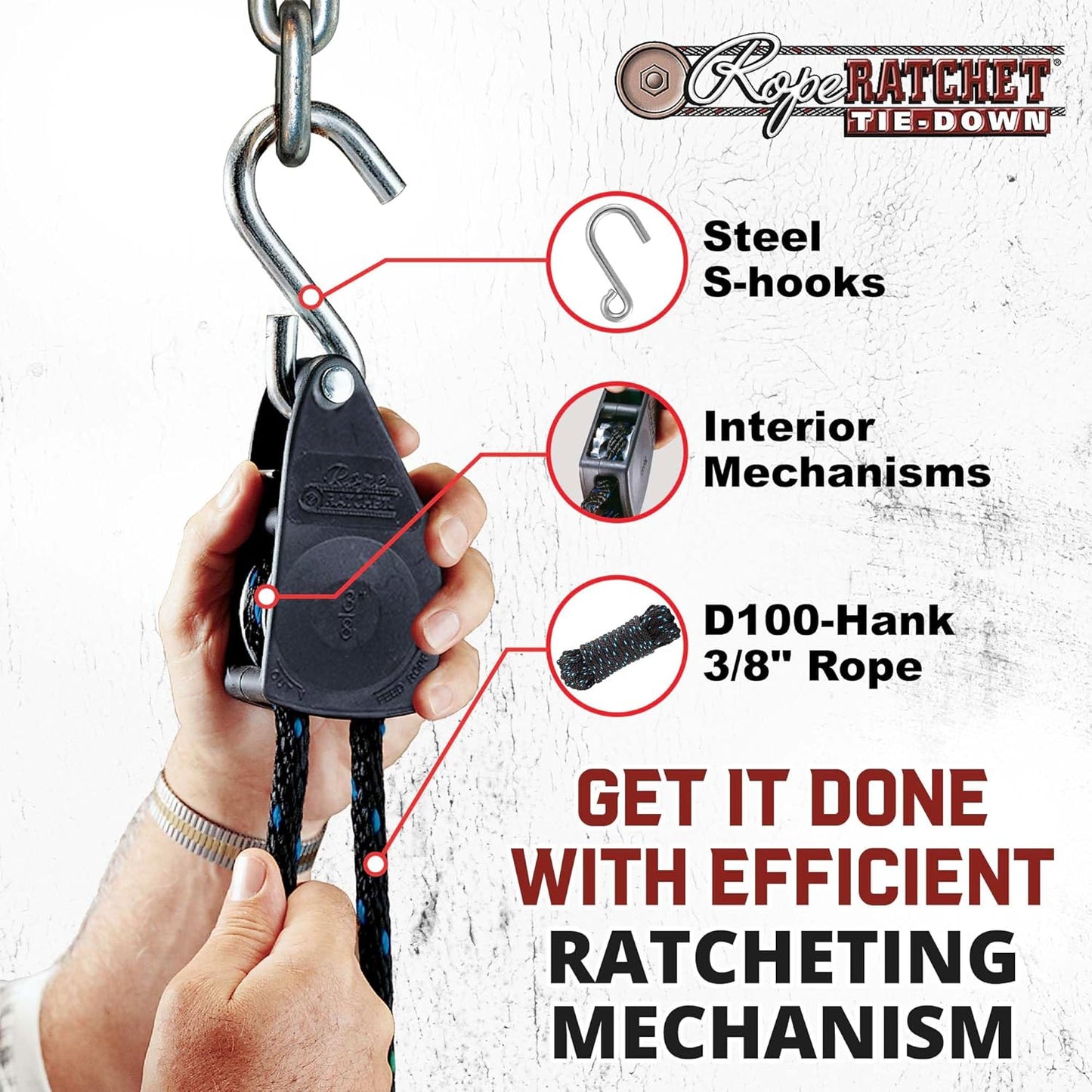 Carrucola a cricchetto con fune