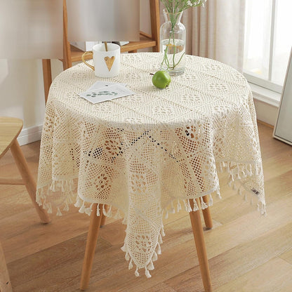 Tovaglia Vintage In Cotone All'uncinetto