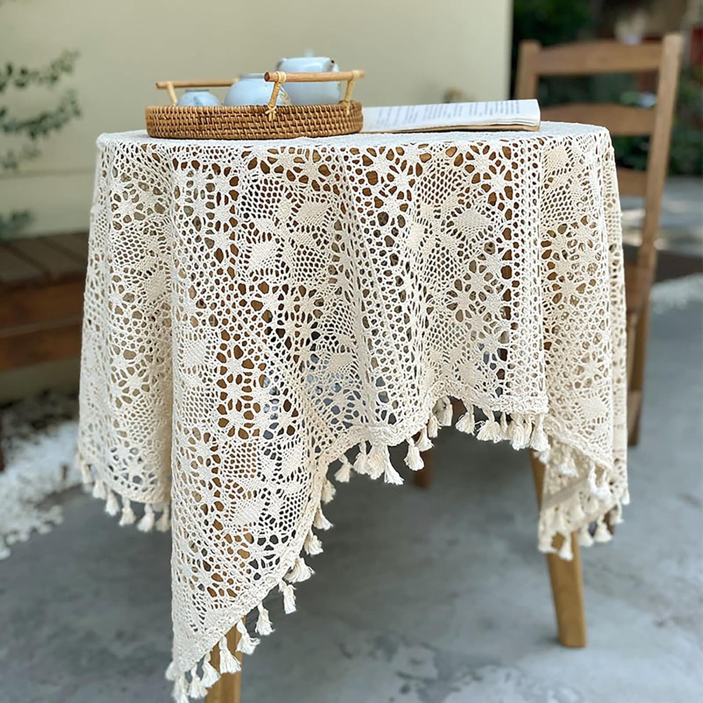 Tovaglia Vintage In Cotone All'uncinetto