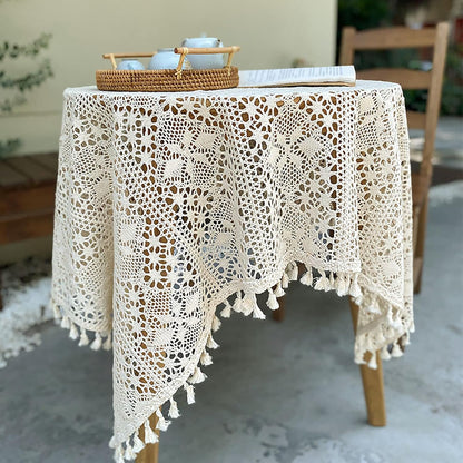 Tovaglia Vintage In Cotone All'uncinetto