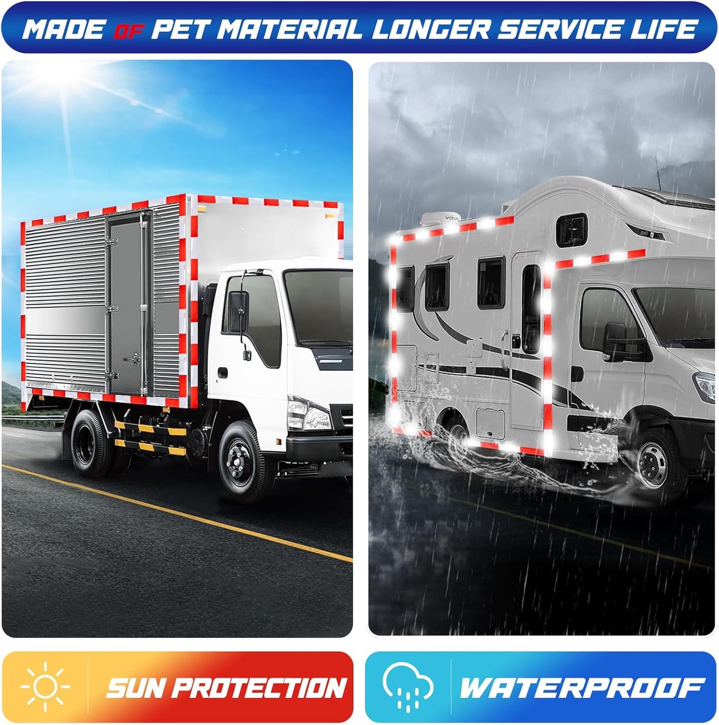 Adesivi riflettenti rossi e bianchi