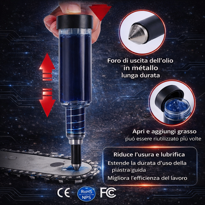 Strumento per grasso per barra motosega