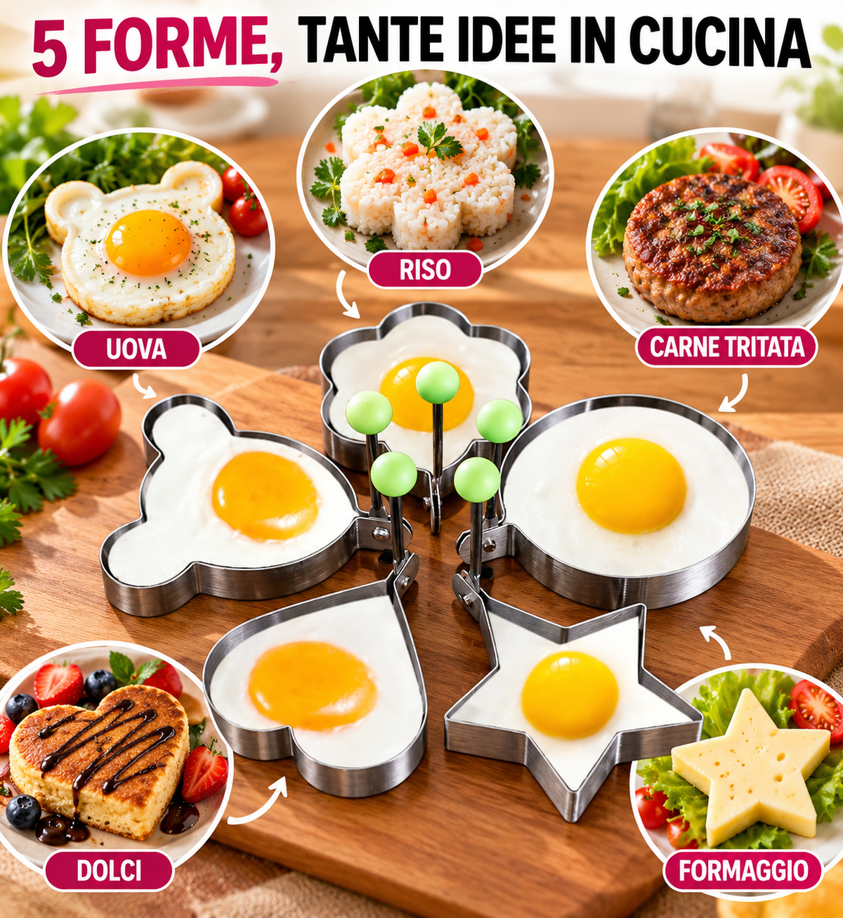 Set 5 Stampi per Uova in Acciaio 🍳