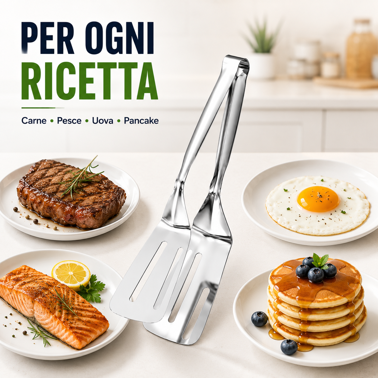 Pinza spatola da cucina in acciaio inox