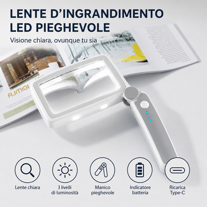 Lente pieghevole con luce LED