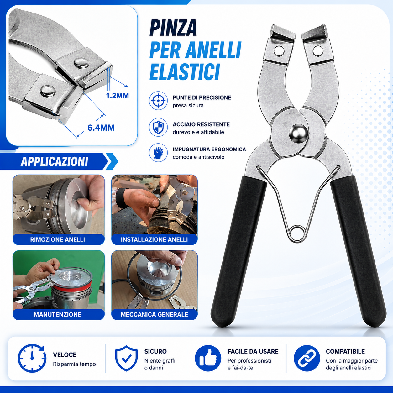 💥Pinza Professionale Multiuso per Anelli Seeger❗