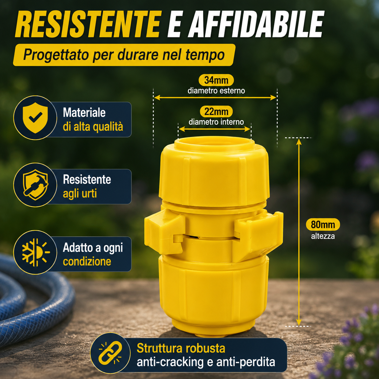 Connettore Rapido di Riparazione per Tubo da Giardino