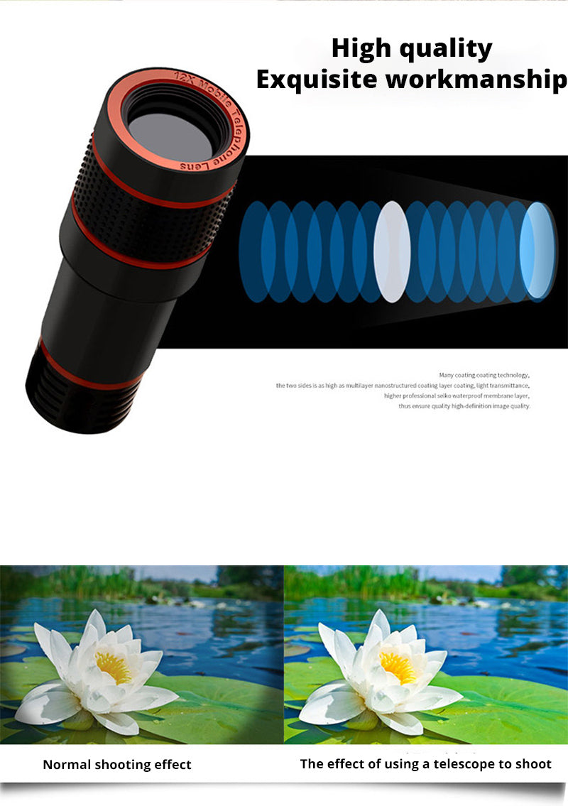 Obiettivo teleobiettivo per telefono con treppiede