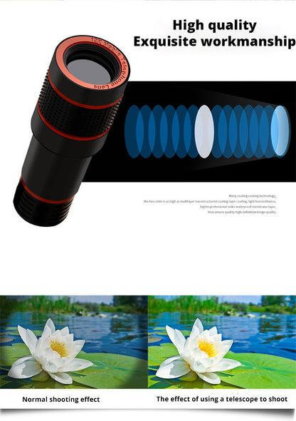 Obiettivo teleobiettivo per telefono con treppiede