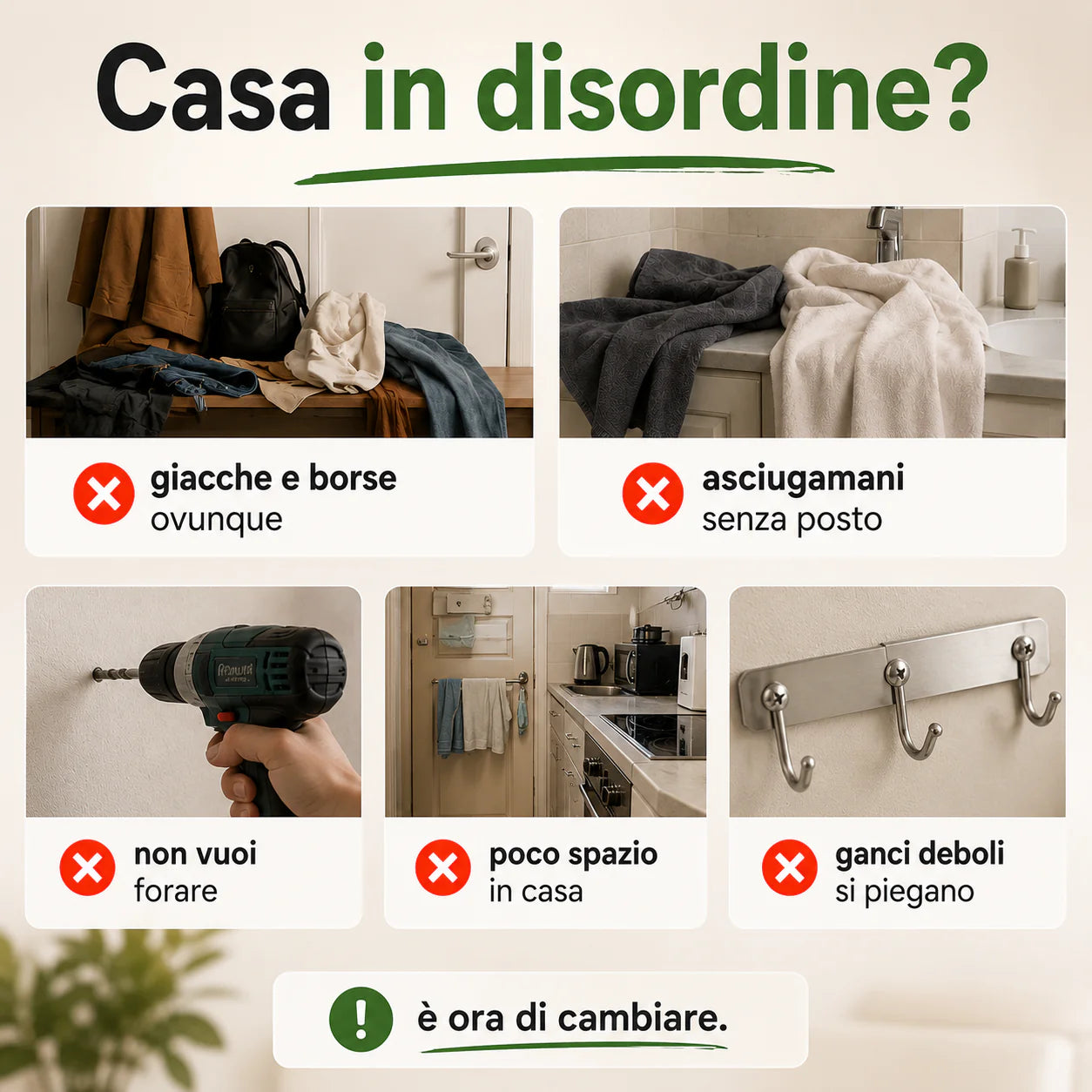 Appendiabiti da Porta a 6 Ganci Senza Foratura 🔥