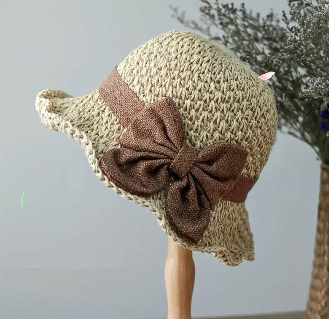 Cappello di paglia con fiocco retrò – Pieghevole & Traspirante per l’estate