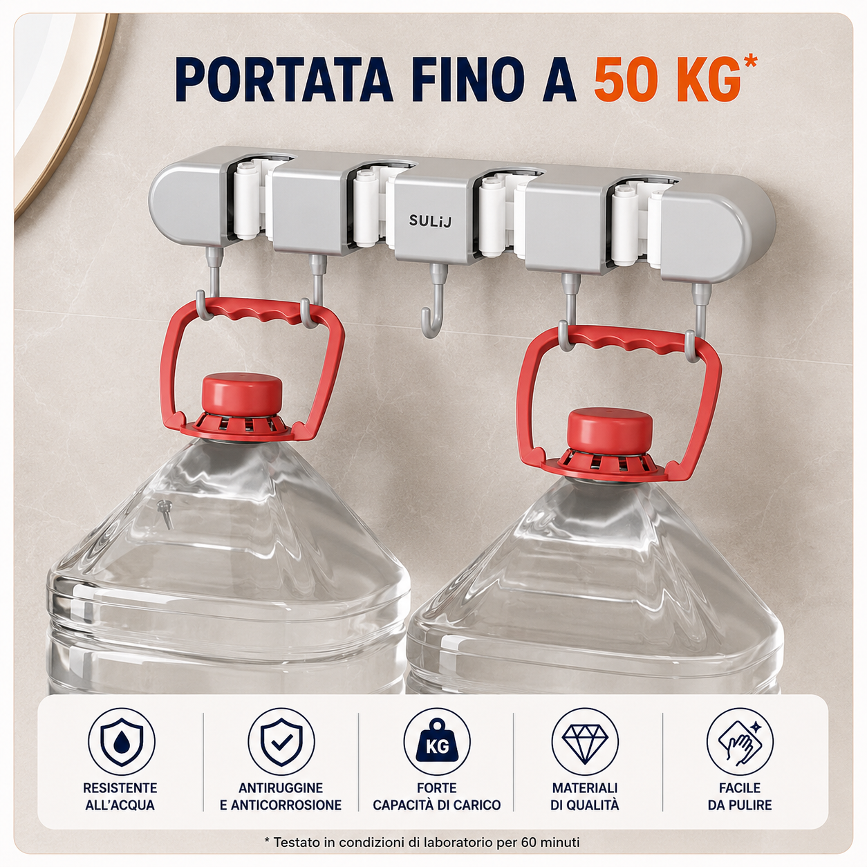 Supporto Adesivo da Parete per Scope e Mop