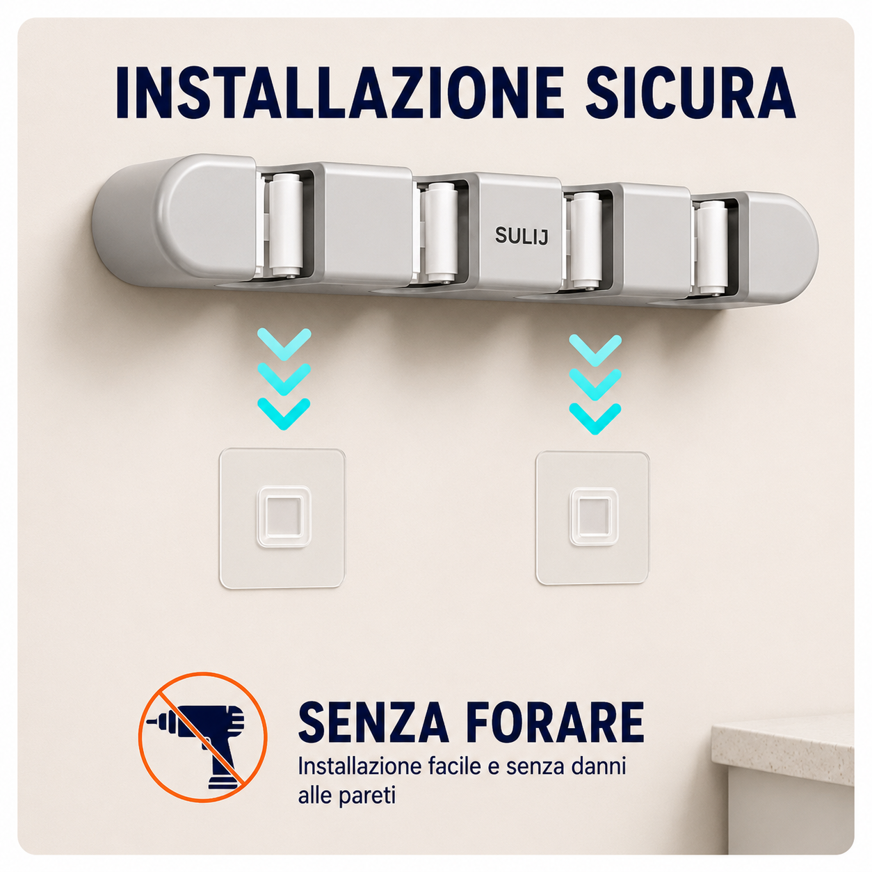 Supporto Adesivo da Parete per Scope e Mop