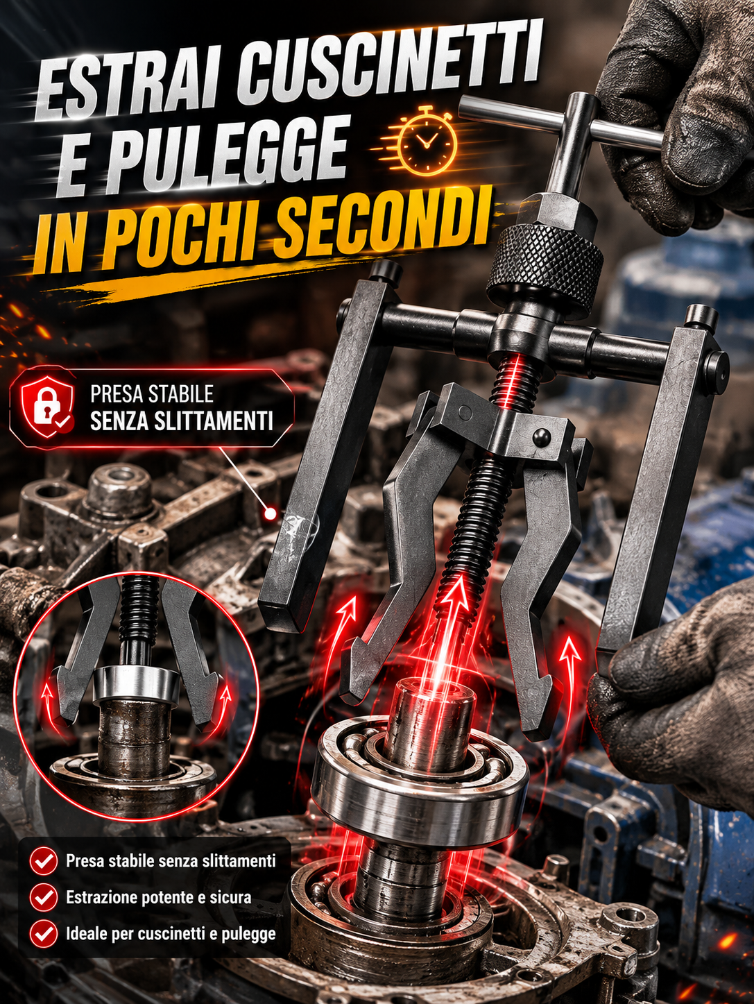 Estrattore a 3 griffe multifunzione