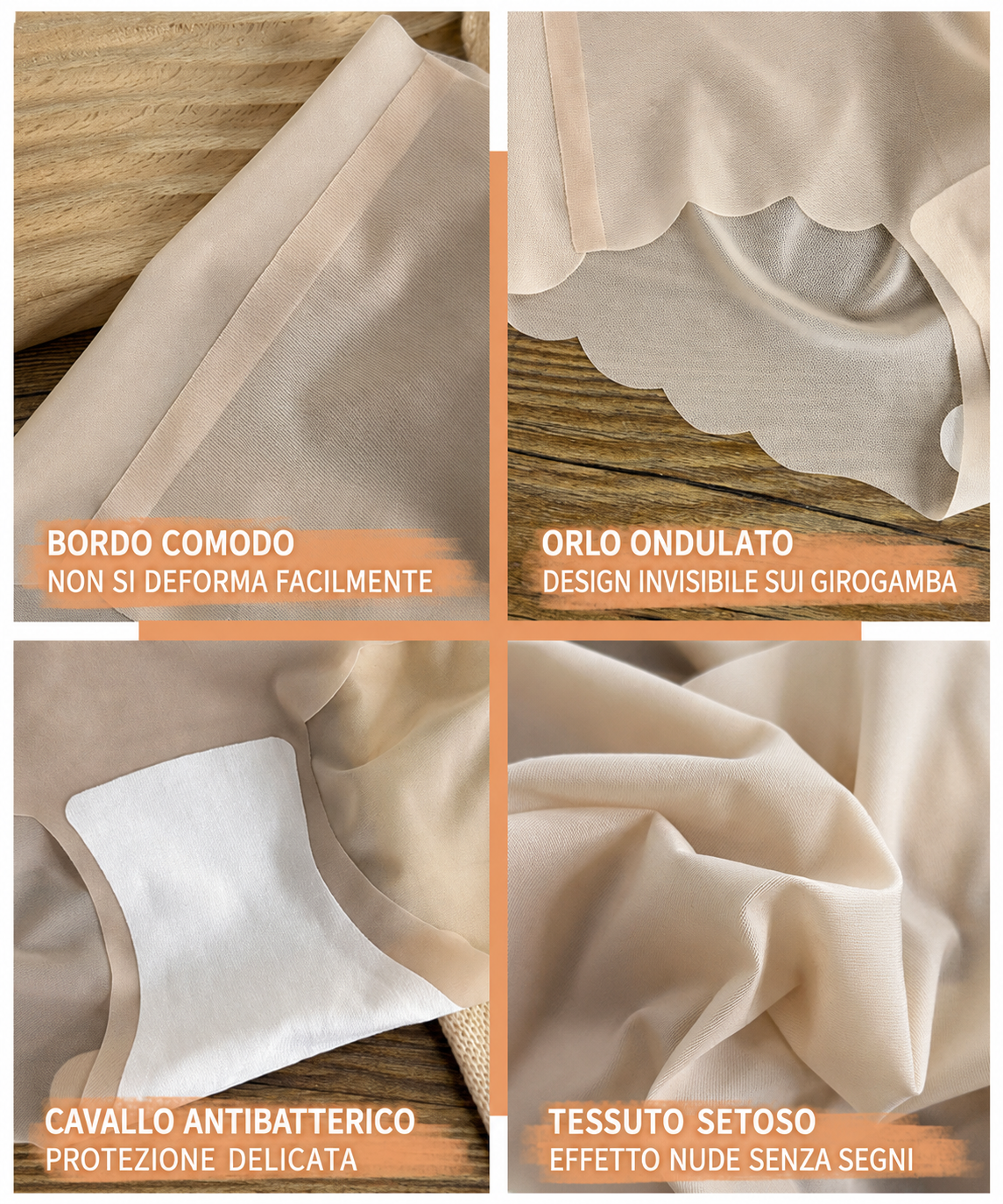 ❄️ Set da 4 Slip in Seta Ghiaccio – 4 Colori Assortiti