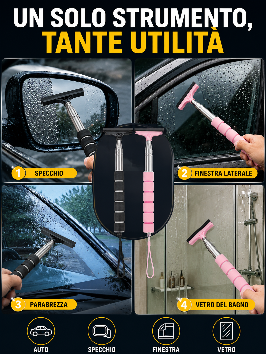 Tergivetro Estensibile Auto per Specchietti e Finestrini Sempre Puliti 🌦️
