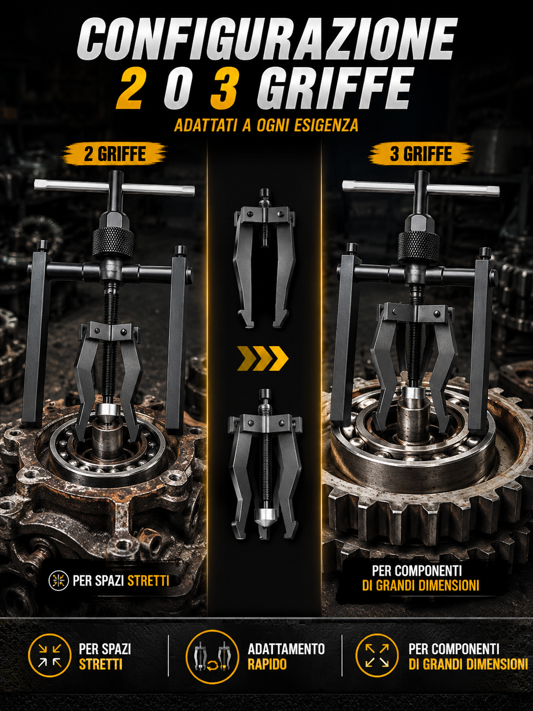 Estrattore a 3 griffe multifunzione