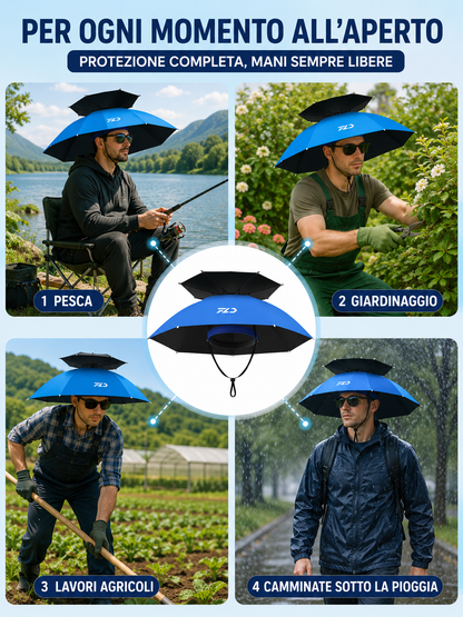 Cappello Ombrello da Testa a Doppio Strato FLD ☂️☔