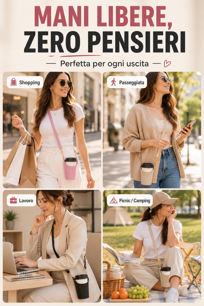 Portabicchiere a Tracolla in Pelle PU 🛍️☕