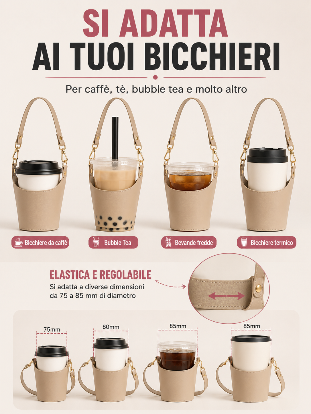 Portabicchiere a Tracolla in Pelle PU 🛍️☕