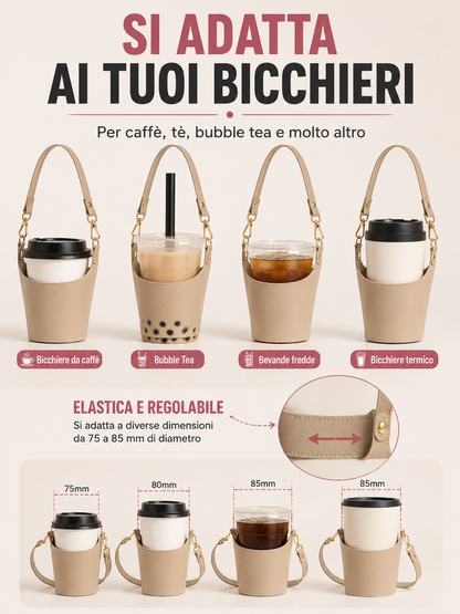 Portabicchiere a Tracolla in Pelle PU 🛍️☕