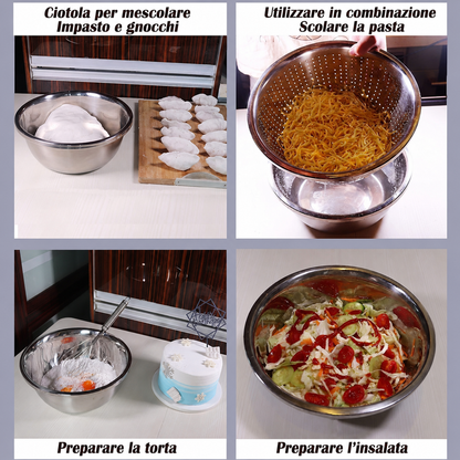 Set Ciotola Multifunzione 3 in 1 in Acciaio Inox
