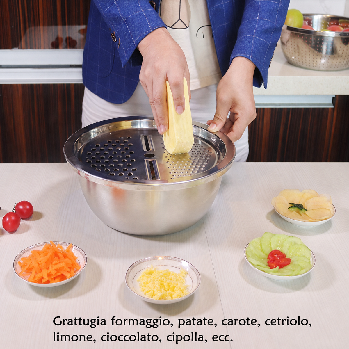 Set Ciotola Multifunzione 3 in 1 in Acciaio Inox