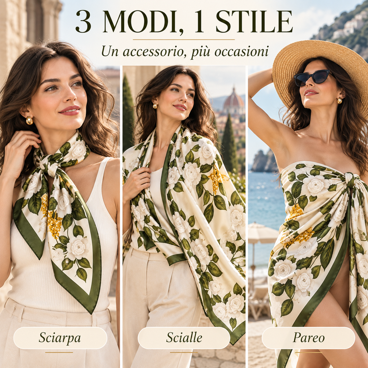 OFFERTA ESCLUSIVA | Foulard Elegante in Seta con Motivo Floreale