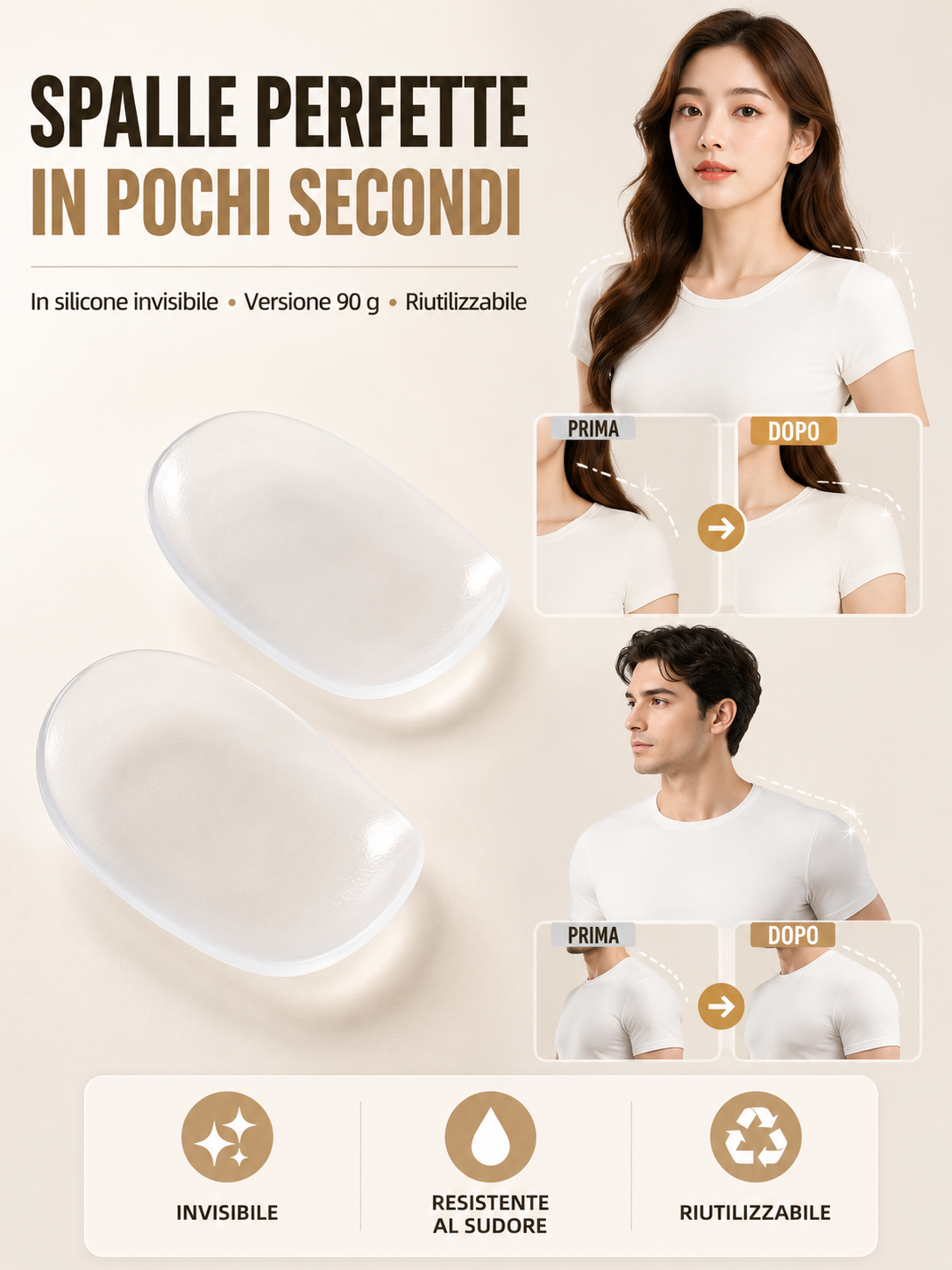 CUSCINETTI SPALLE INVISIBILI IN SILICONE ♥️