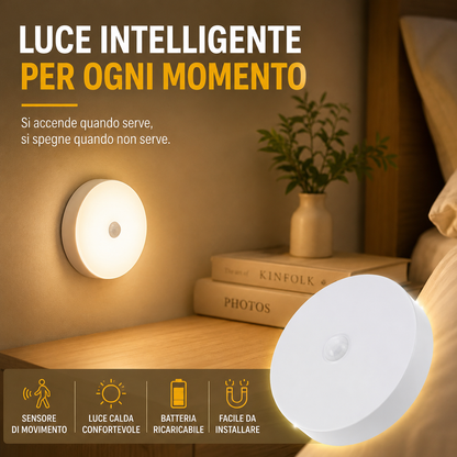 Lampada LED Intelligente con Sensore di Movimento USB Ricaricabile