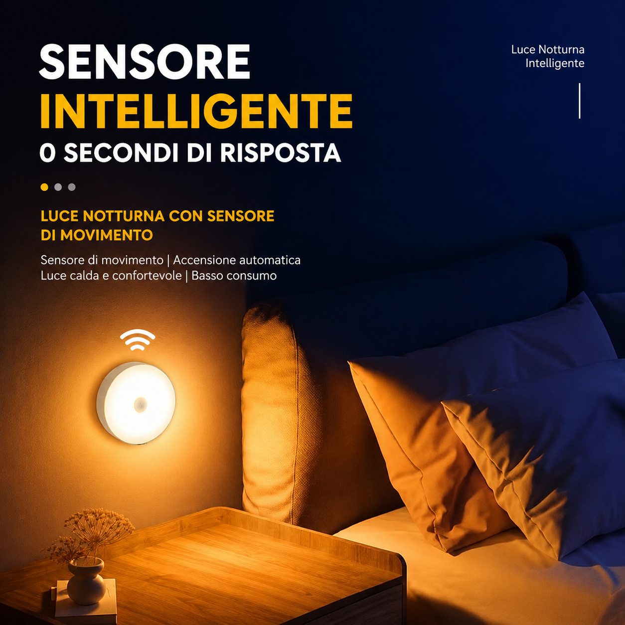 Lampada LED Intelligente con Sensore di Movimento USB Ricaricabile