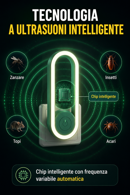 Lampada notturna intelligente a ultrasuoni scaccia-zanzare 🦟