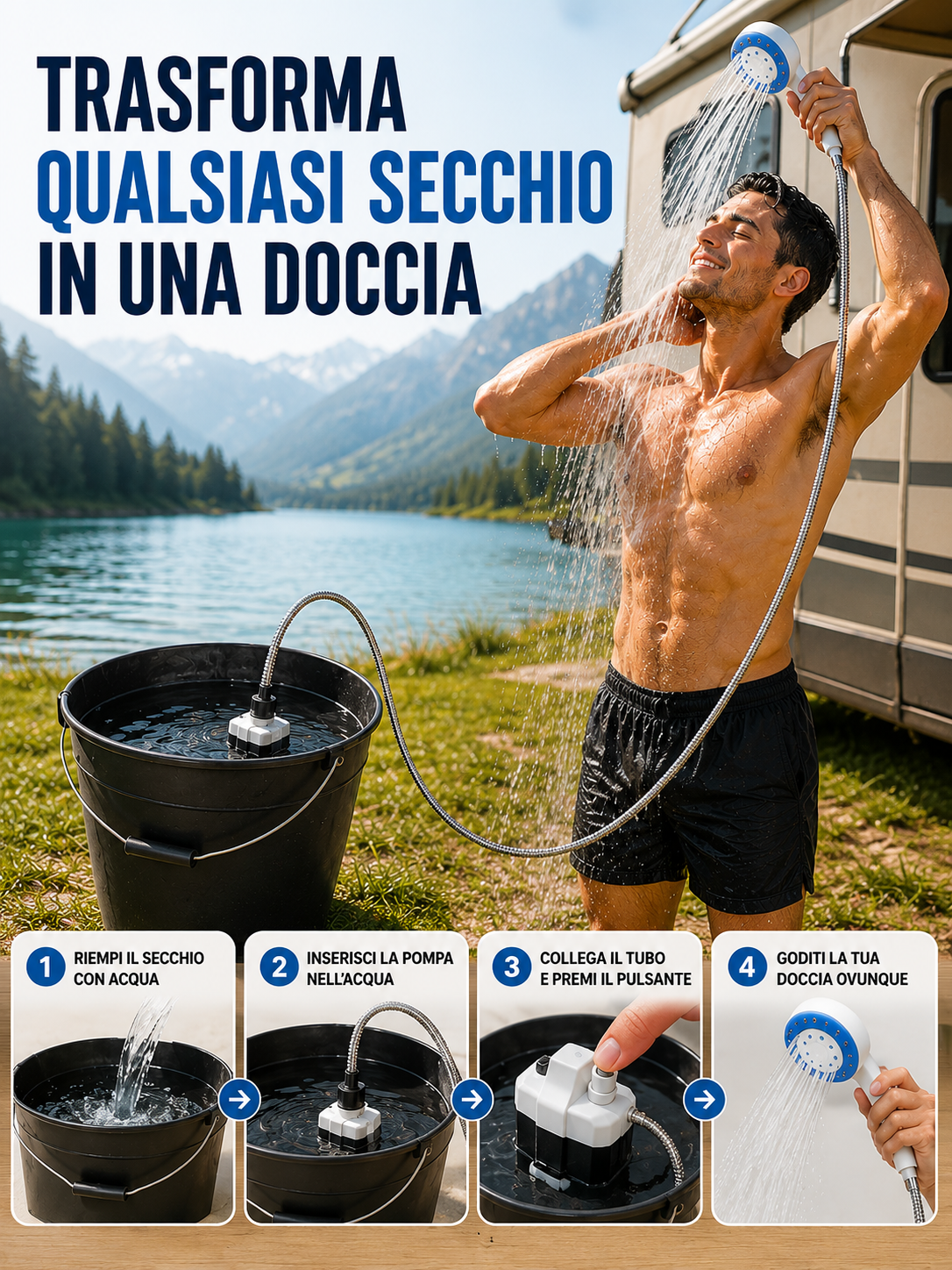 Doccia Portatile Elettrica per Campeggio e Casa