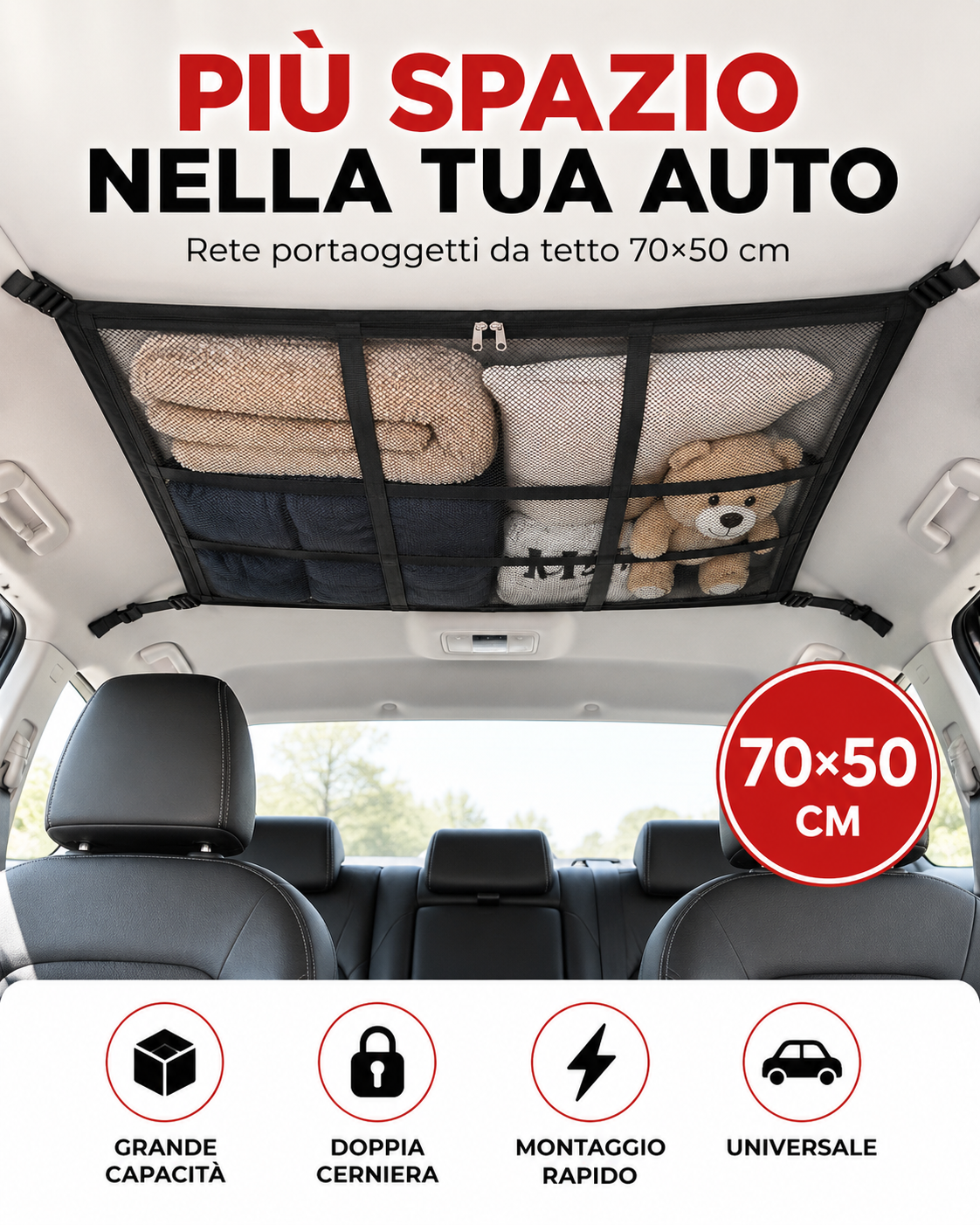 RETE PORTAOGGETTI PER TETTO AUTO 🚙