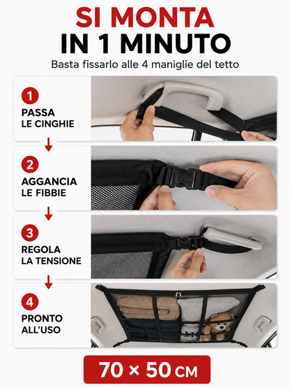 RETE PORTAOGGETTI PER TETTO AUTO 🚙