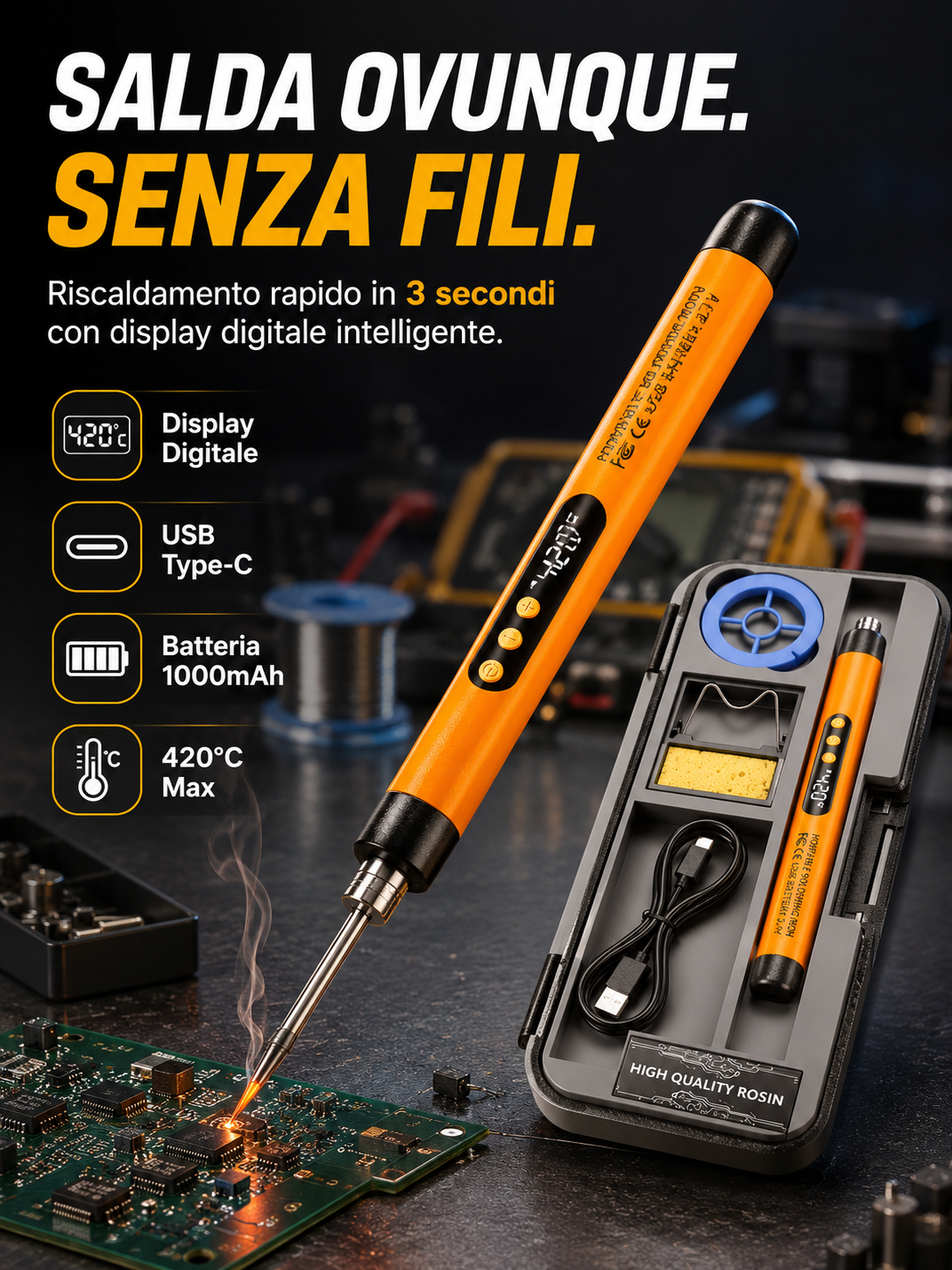 Saldatore Smart USB con Display Digitale