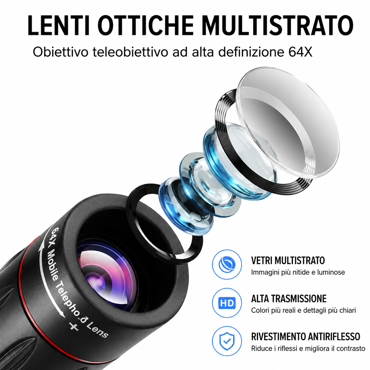 Teleobiettivo 64X per Smartphone 🔭