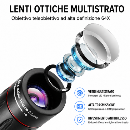 Teleobiettivo 64X per Smartphone 🔭