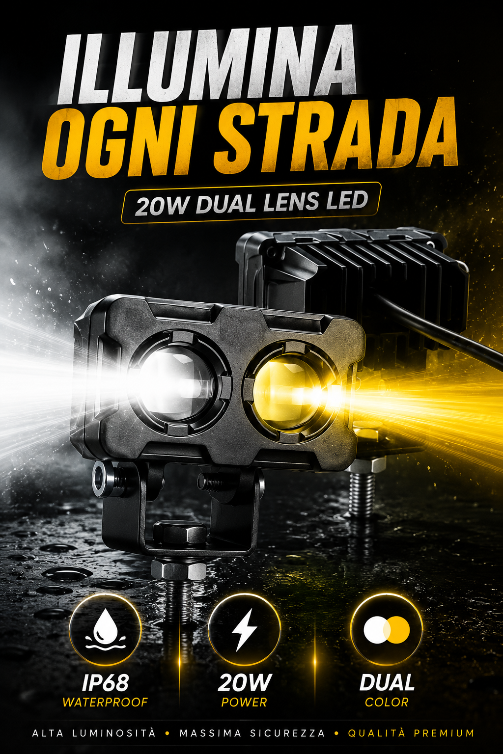 Faretto LED moto universale