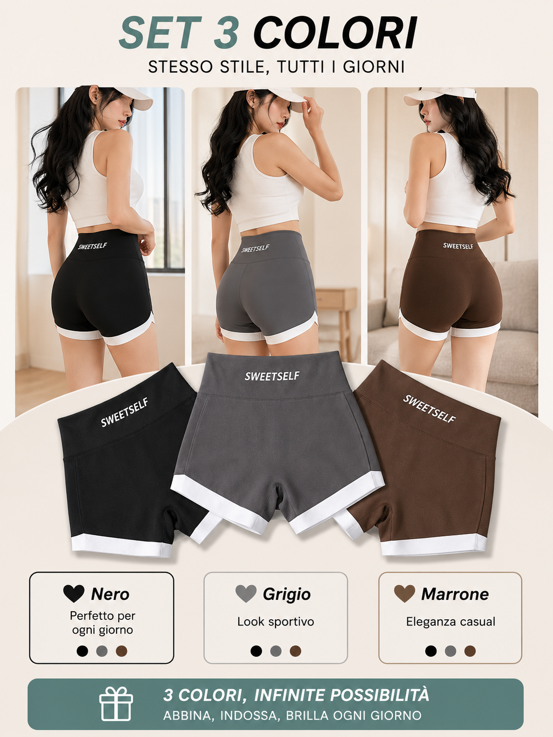 Leggings Fitness a 3 colori con effetto push-up e vita alta – Modellanti e anti-trasparenza 💕