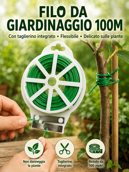 FILO DA GIARDINAGGIO 100M CON TAGLIERINO INTEGRATO 🌿