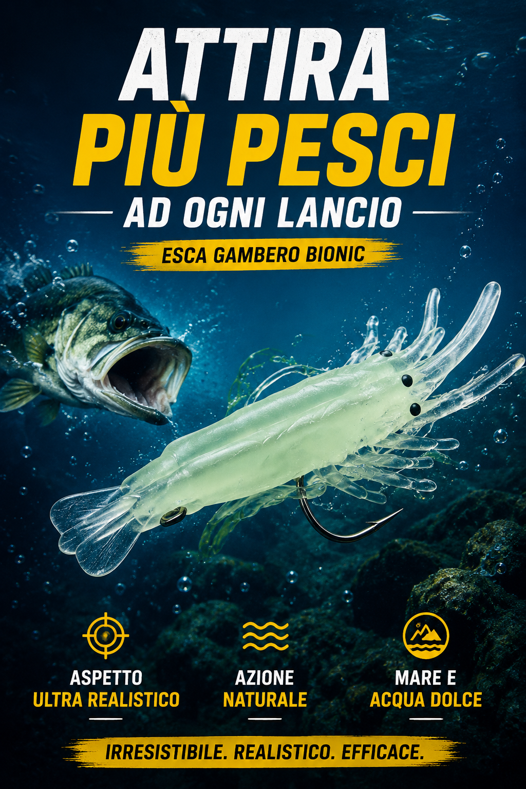 Gambero Artificiale 4cm – Esca Soft Bait Fosforescente