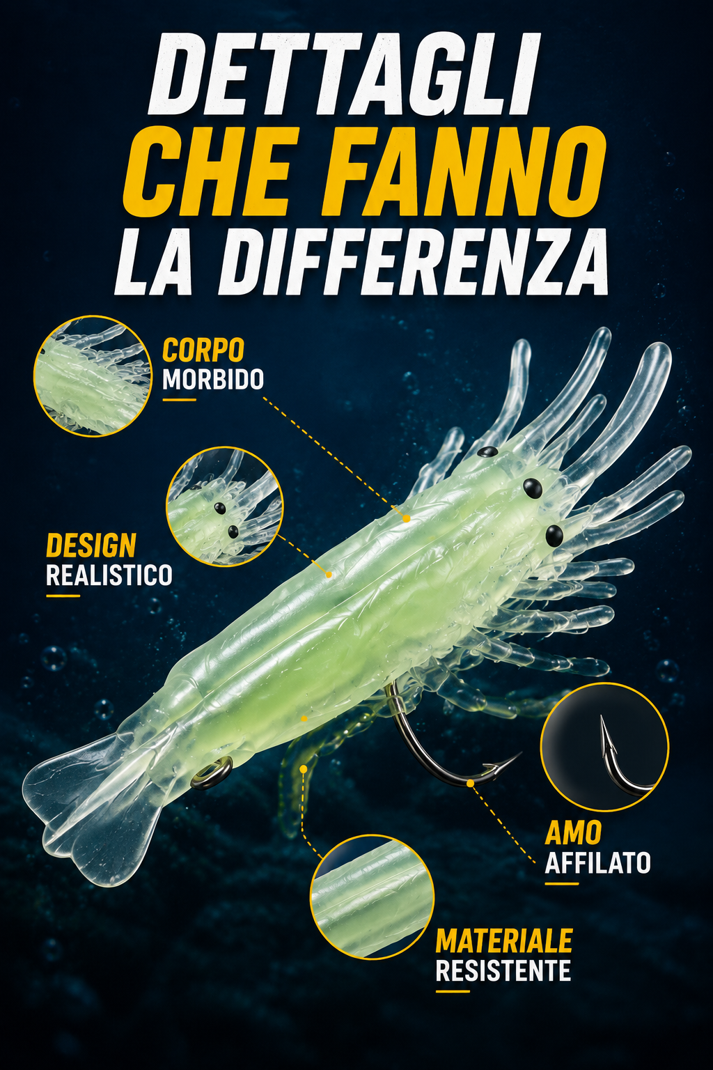 Gambero Artificiale 4cm – Esca Soft Bait Fosforescente
