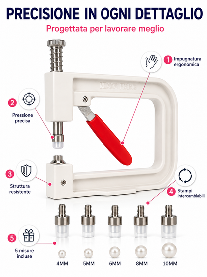 Pinza Applica Perle Manuale con 5 Misure (4-10 mm) 🦪
