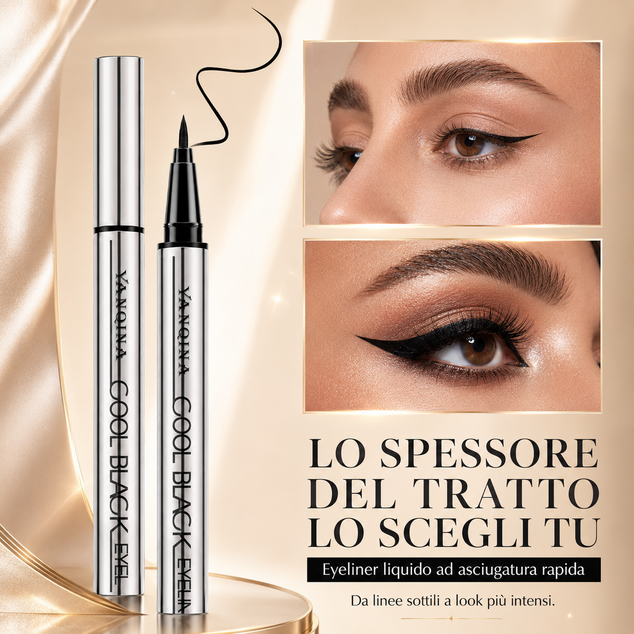 ✨ Eyeliner waterproof e a prova di sbavature – Precisione e nero intenso per 24 ore! ✨