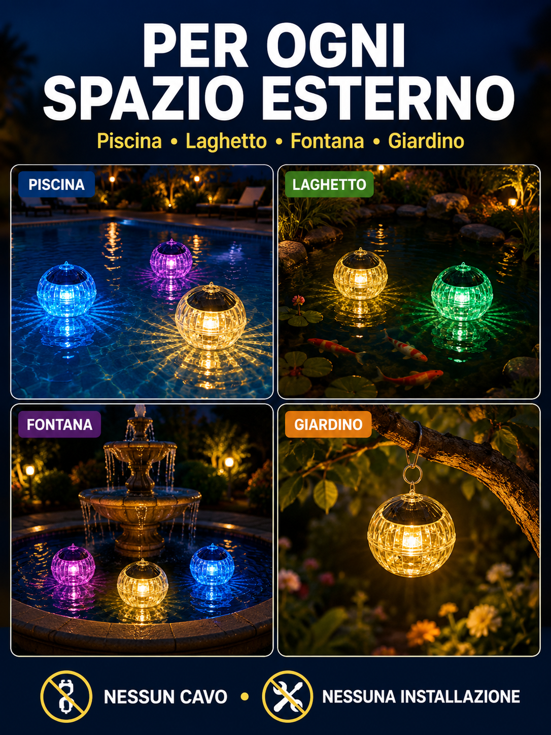 LAMPADA SOLARE GALLEGGIANTE A 7 COLORI 🌈