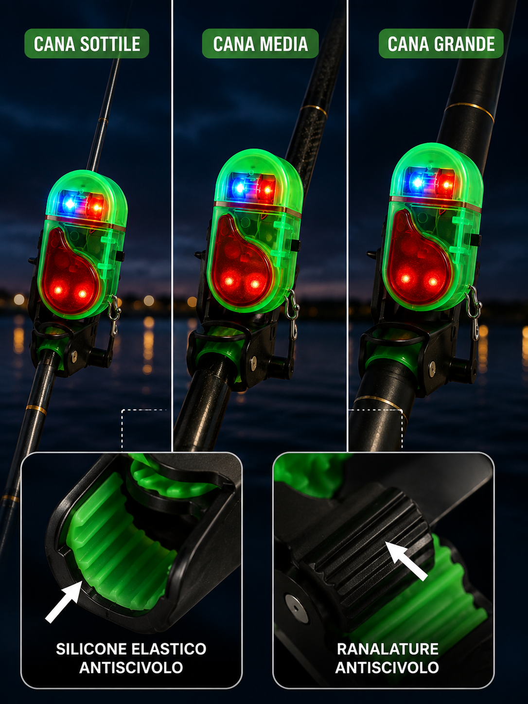 Allarme elettronico per pesca con sensore di abboccata e luce LED 📣