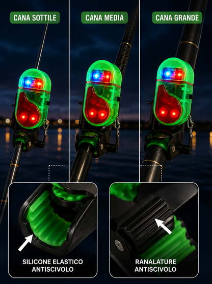 Allarme elettronico per pesca con sensore di abboccata e luce LED 📣