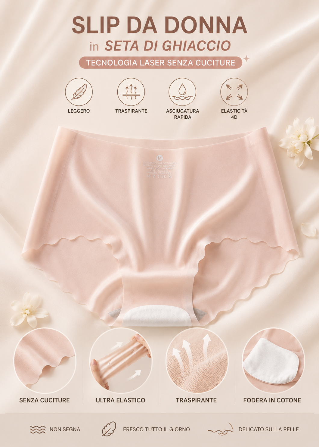 ❄️ Slip da donna in seta ghiaccio senza cuciture